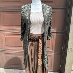 Olive Green Lace Duster